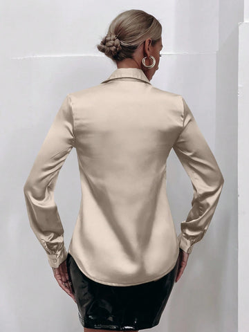 Clasi Women's Plain Color Casual Long Sleeve Shirt