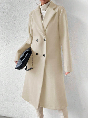 Women Plain Front Button Concealed Placket Long Sleeve Simple Jacket