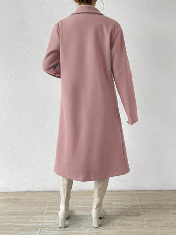 Uhlyne Lapel Neck Double Breasted Overcoat