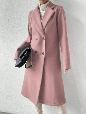 Uhlyne Lapel Neck Double Breasted Overcoat