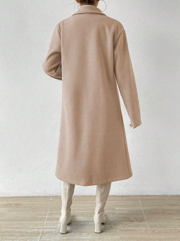 Uhlyne Lapel Neck Double Breasted Overcoat