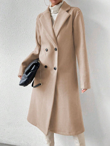 Uhlyne Lapel Neck Double Breasted Overcoat