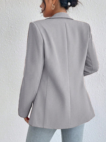 Women's Solid Color Shawl Collar Long Sleeve Casual Blazer Jacket
