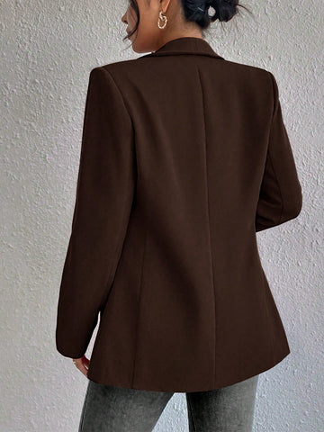 Women's Solid Color Shawl Collar Long Sleeve Casual Blazer Jacket