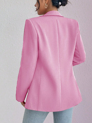 Women's Solid Color Shawl Collar Long Sleeve Casual Blazer Jacket