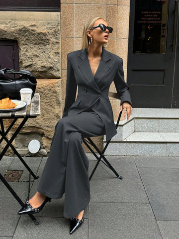 Women's Notched Collar Jacket And Pants