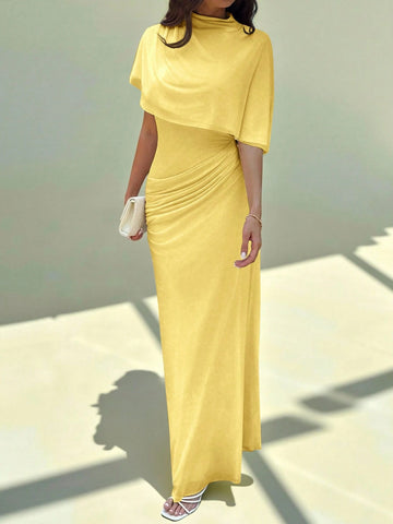 Multilayer Ruffle Waist Ruffle Flattering Long Dress