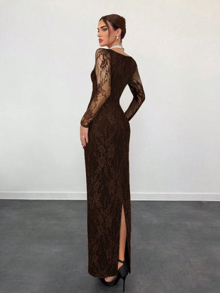 Women's Elegant Sexy Seductive Lace Long Sleeve Corset Dress