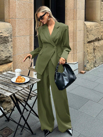 Women's Notched Collar Jacket And Pants