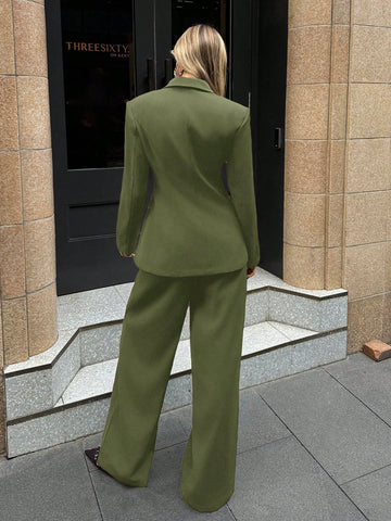 Women's Notched Collar Jacket And Pants