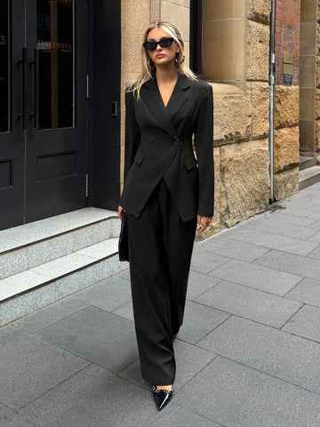 Women's Notched Collar Jacket And Pants