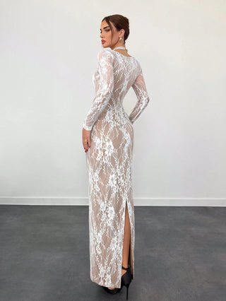 Women's Elegant Sexy Seductive Lace Long Sleeve Corset Dress