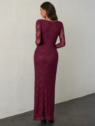 Women's Elegant Sexy Seductive Lace Long Sleeve Corset Dress