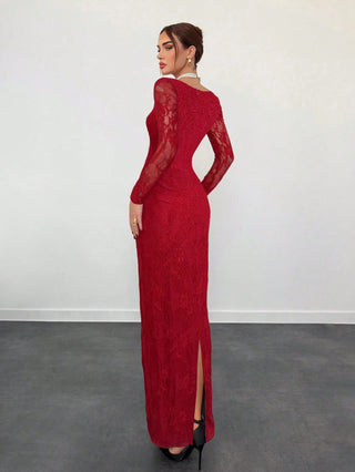 Women's Elegant Sexy Seductive Lace Long Sleeve Corset Dress