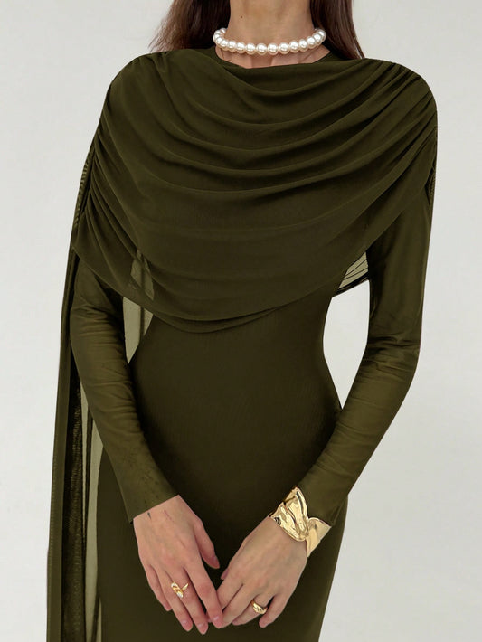 Women's Elegant Ruffle Tie Long Dress