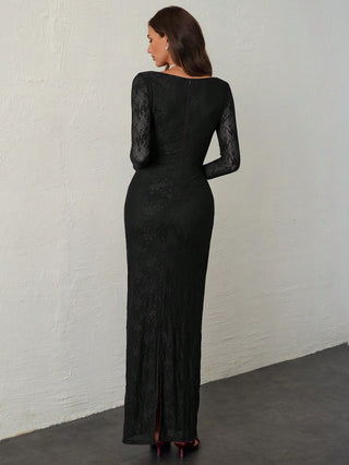 Women's Elegant Sexy Seductive Lace Long Sleeve Corset Dress