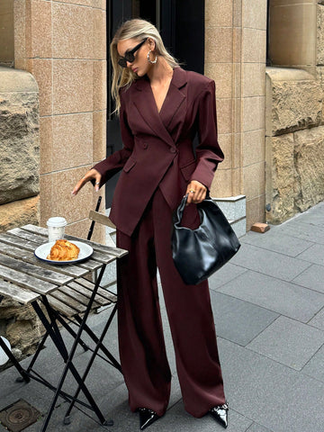 Women's Notched Collar Jacket And Pants