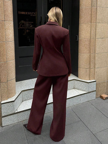 Women's Notched Collar Jacket And Pants