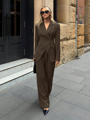 Women's Notched Collar Jacket And Pants