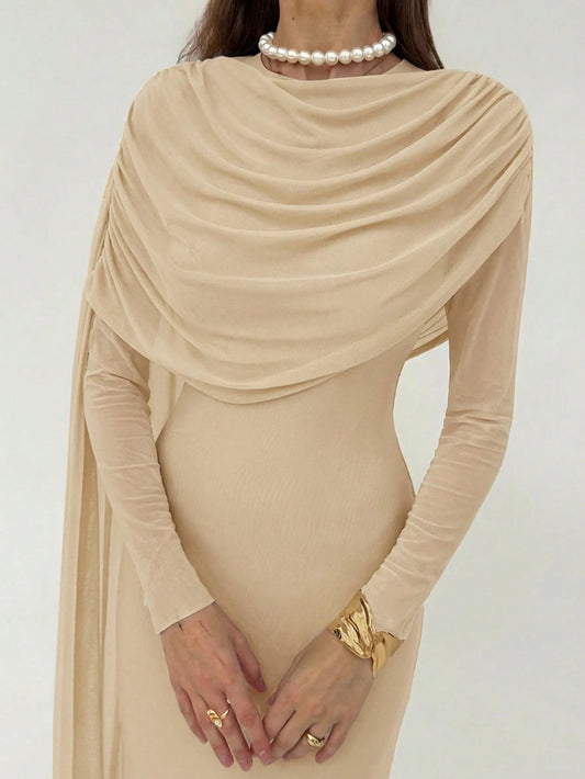 Women's Elegant Ruffle Tie Long Dress