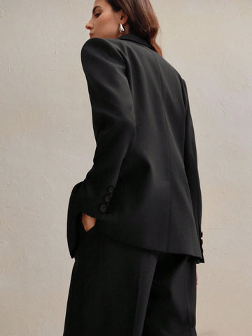 Maillard Color Blazer Jacket + Straight Leg Pants