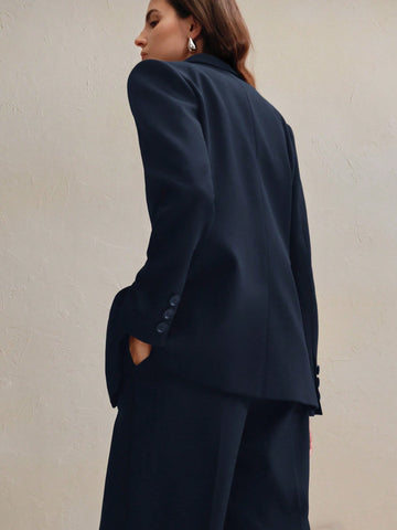 Maillard Color Blazer Jacket + Straight Leg Pants
