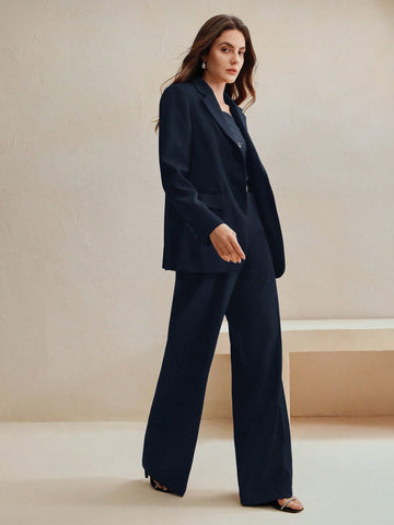 Maillard Color Blazer Jacket + Straight Leg Pants