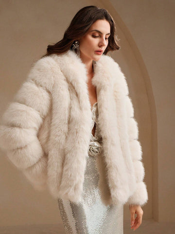 Anewsta New Fashionable Faux Fox Fur Coat