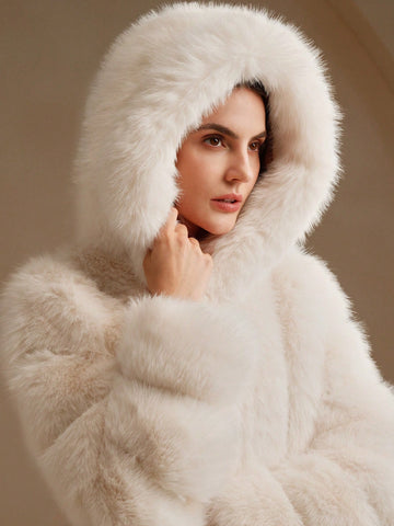 Anewsta New Fashionable Faux Fox Fur Coat
