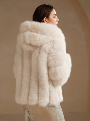 Anewsta New Fashionable Faux Fox Fur Coat