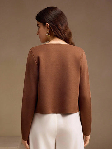 Women's Rhinestone Decor Long Sleeve Casual Jacket And Cropped Camisole