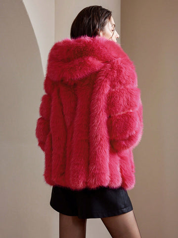 Anewsta New Fashionable Faux Fox Fur Coat