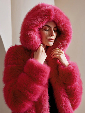 Anewsta New Fashionable Faux Fox Fur Coat