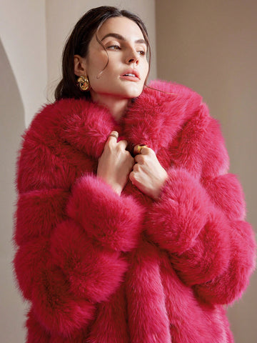 Anewsta New Fashionable Faux Fox Fur Coat