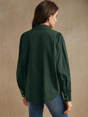Anewsta Women's Wear Long Sleeve Rhinestone Button Blouse Women Shirt