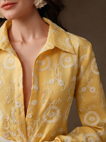 Women's Heavily Embroidered Vintage Style Versatile Blouse