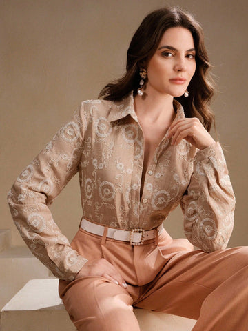 Women's Heavily Embroidered Vintage Style Versatile Blouse