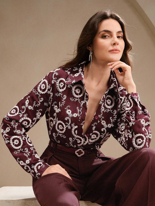 Women's Heavily Embroidered Vintage Style Versatile Blouse