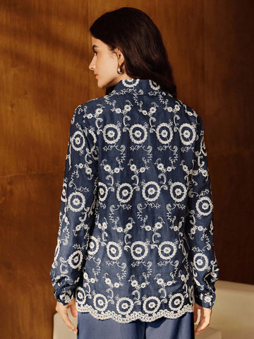 Women's Heavily Embroidered Vintage Style Versatile Blouse