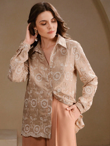 Women's Heavily Embroidered Vintage Style Versatile Blouse