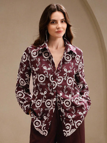 Women's Heavily Embroidered Vintage Style Versatile Blouse