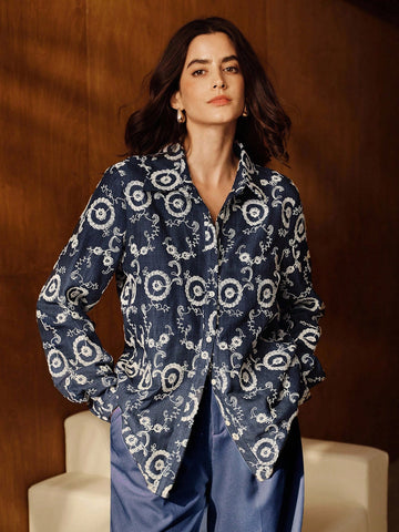 Women's Heavily Embroidered Vintage Style Versatile Blouse
