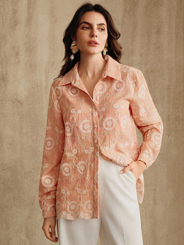 Women's Heavily Embroidered Vintage Style Versatile Blouse