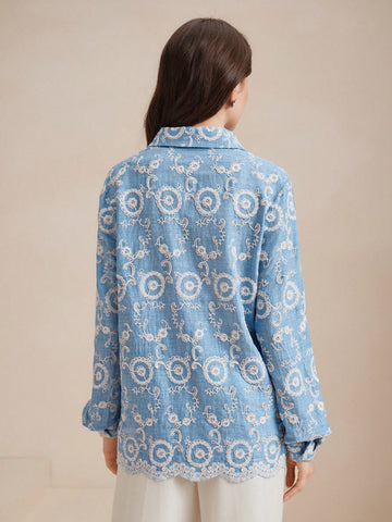 Women's Heavily Embroidered Vintage Style Versatile Blouse