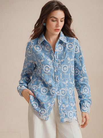 Women's Heavily Embroidered Vintage Style Versatile Blouse