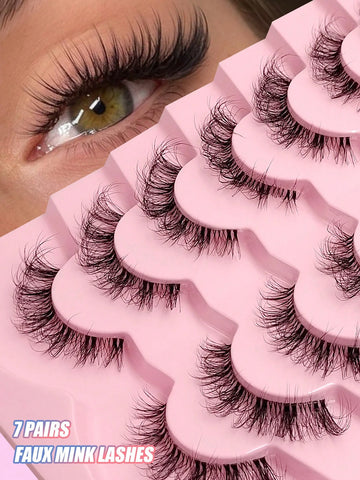 7 Pairs Natural Soft Fluffy Criss-Cross Lengthening Thick Faux Mink Eyelashes
