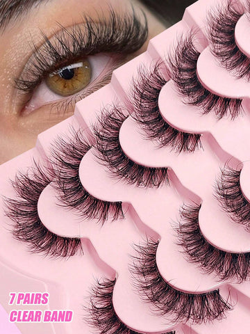 7 Pairs Natural Soft Fluffy Criss-Cross Lengthening Thick Faux Mink Eyelashes