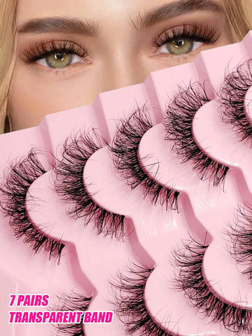 7 Pairs Natural Soft Fluffy Criss-Cross Lengthening Thick Faux Mink Eyelashes