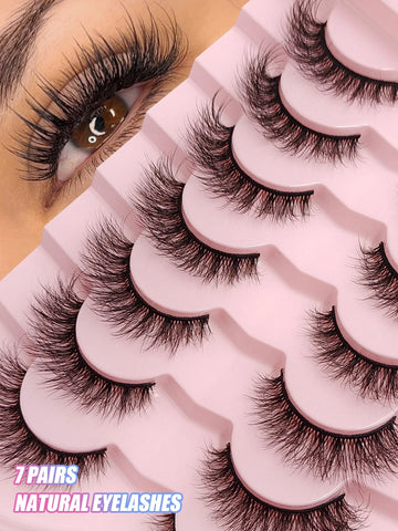 7 Pairs Natural Soft Fluffy Criss-Cross Lengthening Thick Faux Mink Eyelashes