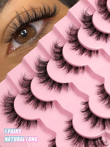 7 Pairs Natural Soft Fluffy Criss-Cross Lengthening Thick Faux Mink Eyelashes